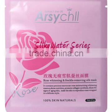 OEM/OBM Sheet form Rose essence whitening Silk facial mask