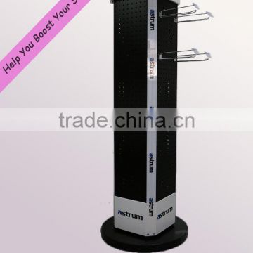 Floor Standing Removable 4 Sides Metal Rotating Peg Display Stand