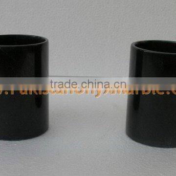 NATURAL JET BLACK MARBLE FLOWER VASES photo-5