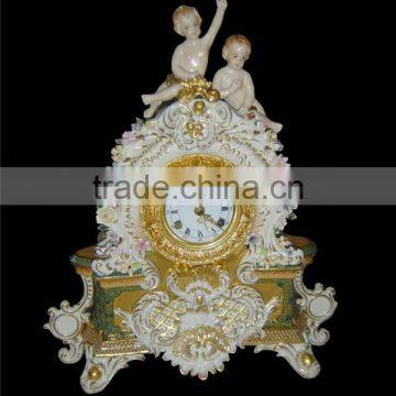Royal Crown Prize Cup Ceramic/Porcelain Enamel Clock, Elegant Trophy Cup Table Clock, Flower Hand Painting Design photo-5