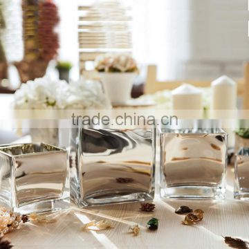 New design wedding table floral ornaments square glass vase