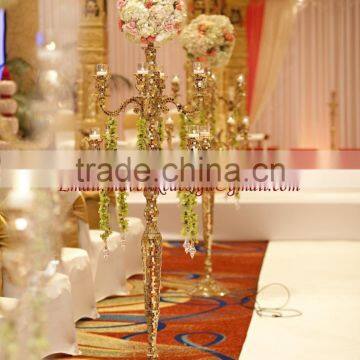 Gold mosaic candelabra, Candelabra 9 arms centerpiece, Beautiful candelabra for wedding