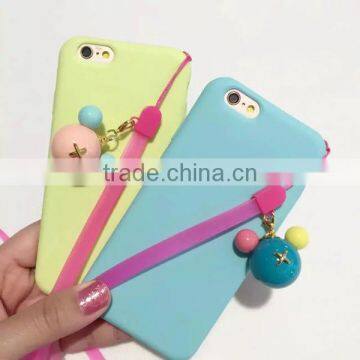 2016 New Arrival Macaron Minimalist Style TPU Protective Phone Case With Rope for Iphone 5 6 Plus photo-4