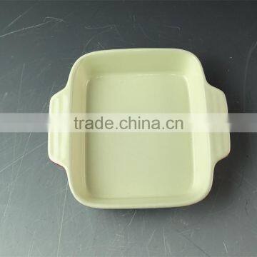 Hot Wholesale Rectangle Glazed Ceramic Bake Plate With Handles for Daily Use photo-2