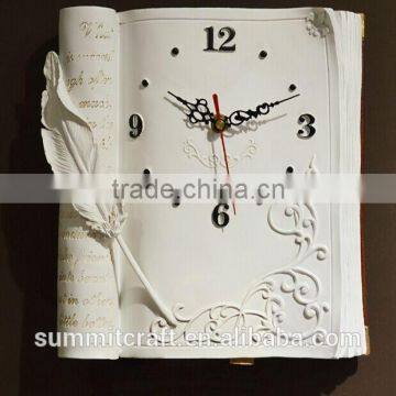 Modern 3d book design resin wall clock for living room