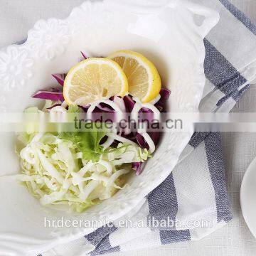 Wholesale 600ml Cheap Customized White Ceramic Baking Sala Bowl