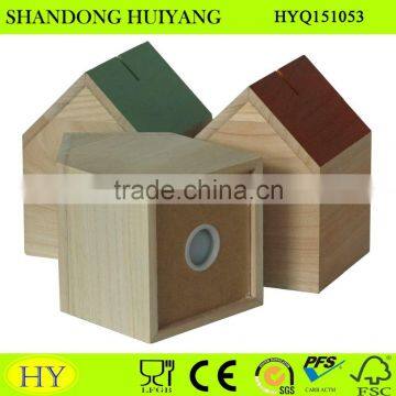 Customized Cheap House Shaped Wooden Saving Box for Coins photo-2
