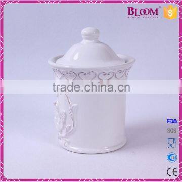 Ceramic White Glazed Tea Coffee Sugar Canister Set photo-3