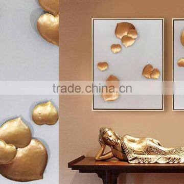 Framed Handmade Ardently Golden Heart Living Room Art photo-2