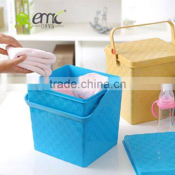 Wicker Style Square Water Pail Plastick Bucket With Lid and Handle photo-2