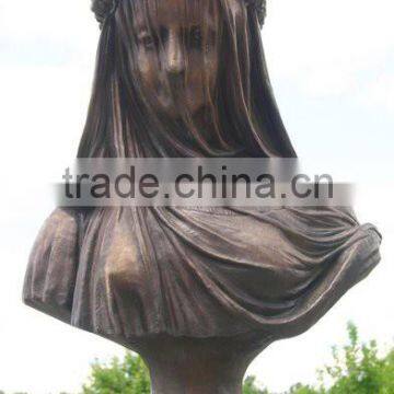 New products life size veilded lady bronze bust statue