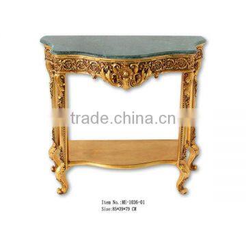 Hand Carved Living Room Furniture Small Size Console Table With Green Marble photo-5