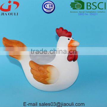 BSCI Audit Factory Lovely EASTER decorations ceramic rooster flower pot, animal plant pot pot