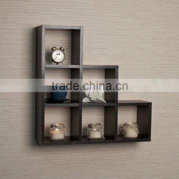 Intersecting Wood Wall Shelf / ShevIes, Modern Furniture Cubby Home Decor /Black photo-3
