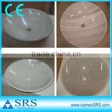 Polished white marble bowl sink