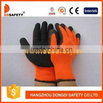 DDsafety 2017 Fluorescence Acrylic Gloves With Napping Liner Cotton Gloves Coated Black Latex