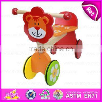 2015 Wholesale Children Baby Trike Toys,Cheap Safety Wooden Tricycle For Kids,Cute Lion Deisgn Wooden Baby Tricycle Toy W16A014 photo-2