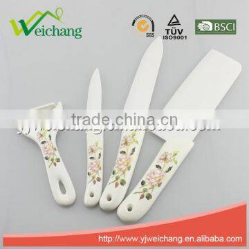 WCJ689 2016 Hot Sale Ceramic Knife Beautiful Ceramic Handle 4 Pcs Ceramic Kknife Set with Peeler