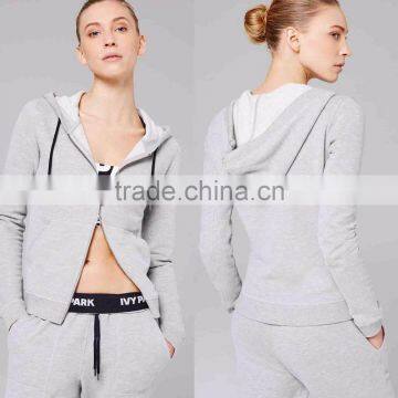 100% Cotton Plain Hoodie Plain Grey White Zip-Through Hoodie Wholesale Custom Made in China