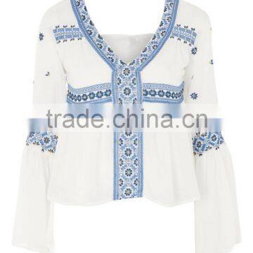 High Fashion Tops For Women 2017 Women's Clothing Embroidered Top