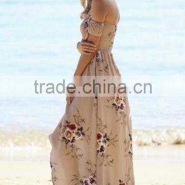 Floral Print off Shoulder Holiday Maxi Dress Latest Design Woman Maxi Dress photo-3