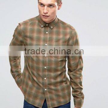 Plus Size Long Sleeve Button Down Collar Mens Pre-Shrunk 100% Cotton Comfortable Casual Khaki Check Printing Shirts