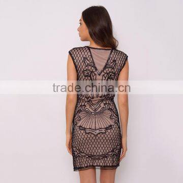 2016 Latest Black Embellished Mesh Dress photo-4