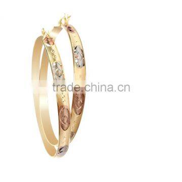 18K three tone brass bangle hoop Earrings