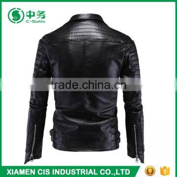 High Quality Mens Black Motorcycle Leather Jacket Online Sale photo-2