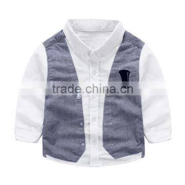 S33454W Children Long-sleeve Shirts Boys Autumn Color Joining Casual Shirt photo-2