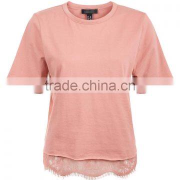 Latest Model China t Shirt Factory Blank Design Tshirt With Lace Trim Hem photo-5