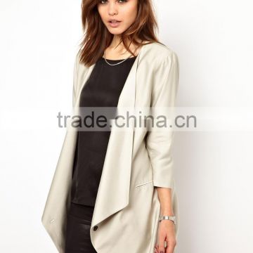 2013 wholesale fashion longline relaxed high quality viscose blazer for ladies