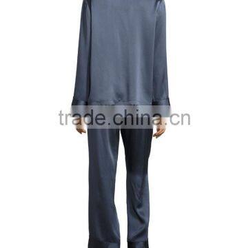 Highest Quality Ladies Elegant Night Sleeping Shirts and Pants Wear Stain Long Sleeves Pajamas Set Wholesale photo-2