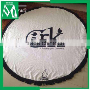 White round towel beach with custom printed 100% cotton