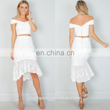 Fashion long skirts for women white lace midi skirt wholesale