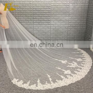 2017 Wholesale Latest Wholesale Lace Applique 1 Layers Long Cathedral Wedding Veil