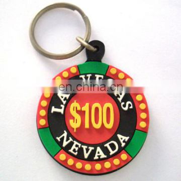 Las Vegas rubber keychain Poker chip custom keychain Creative!