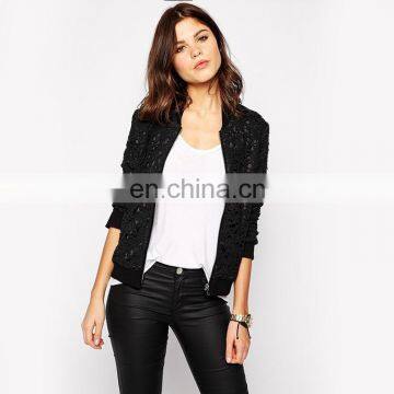 Bomber Black Lady Jacket in Lace photo-2