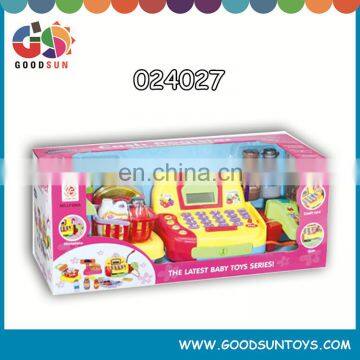 Plastic B/O supermarket cash register toys for kid with music and light