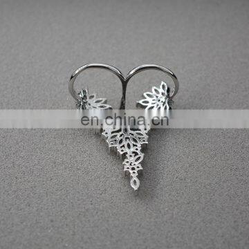 Exaggerated Feathers Zircon Ring Rhinestone Fashion Ladies Temperament Opening Ring photo-5