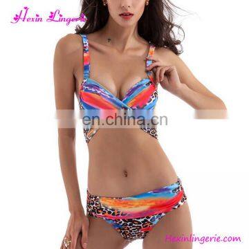 Wholesale Young Girls Beachwear 2 Piece Bathing Leopard Suit Swimsuit