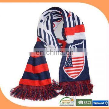 Fashion acrylic soccer scarf, custom soccer scarf