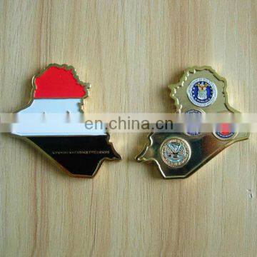 custom shape stamped metal challenge coin for souvenir