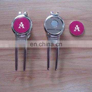 Promotional high quality existing mold magnetic golf divot tool with custom printed ball marker