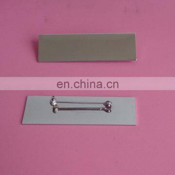 Sublimated Silver Iron Metal Plate With Safety Pin Clutch