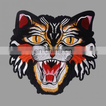 Embroidery Large Patches Stick Applique Cartoon Tiger Head Patch For Coat