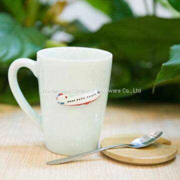 China new bone white embossed custom ceramic mug for mon gift export to worldwide