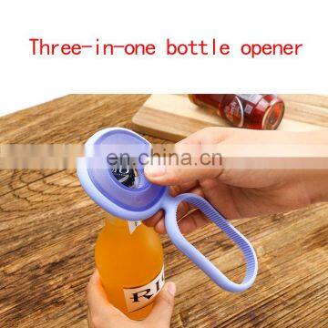 New Design Ideal Silicone Grip Bottle Opener 3 in 1 Beer Jar Opener