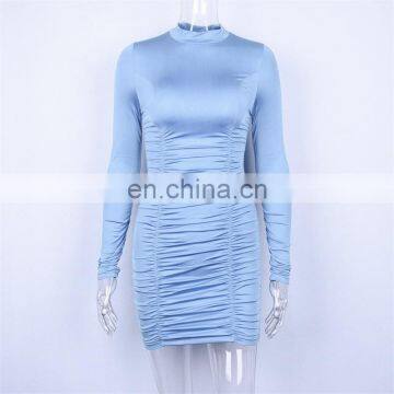 Women Turtleneck Long Sleeve Sexy Party Stacked Dresses Elastic Mini Vintage Summer Bodycon Club Wear Dress photo-5