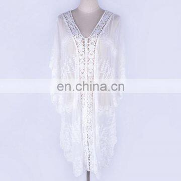 Plus Size Mesh Cover up Beach Sarong Bathing Suit Cover Ups Embroidery Beachwear Ropa de Playa Mujer Beach Tunic Pareo de Plage photo-5